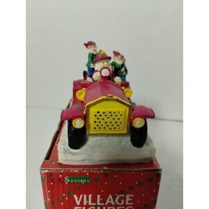 Christmas SANTA Firetruck First Aid with Elves Ceramic Parade with‎ original box